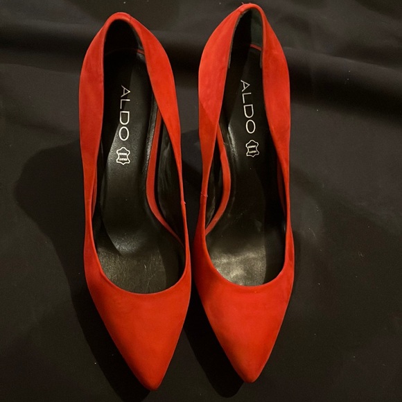 ALDO Red Suede Leather Stiletto Heels - Picture 1 of 6